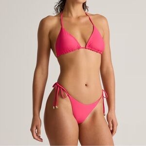 Quince Italian Triangle Bra Swim Bikini Hibiscus NEW
